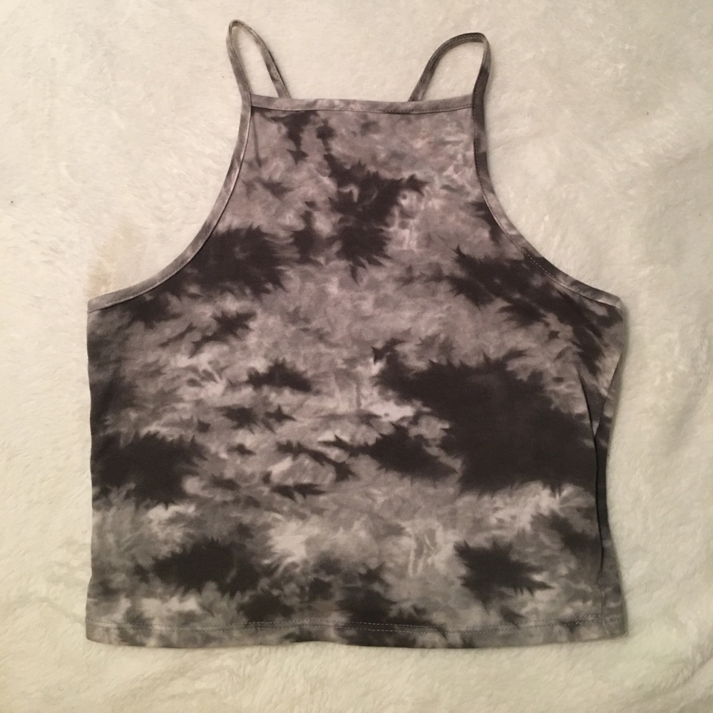 Nollie Green/Gray Tie-Dye Halter Crop Top