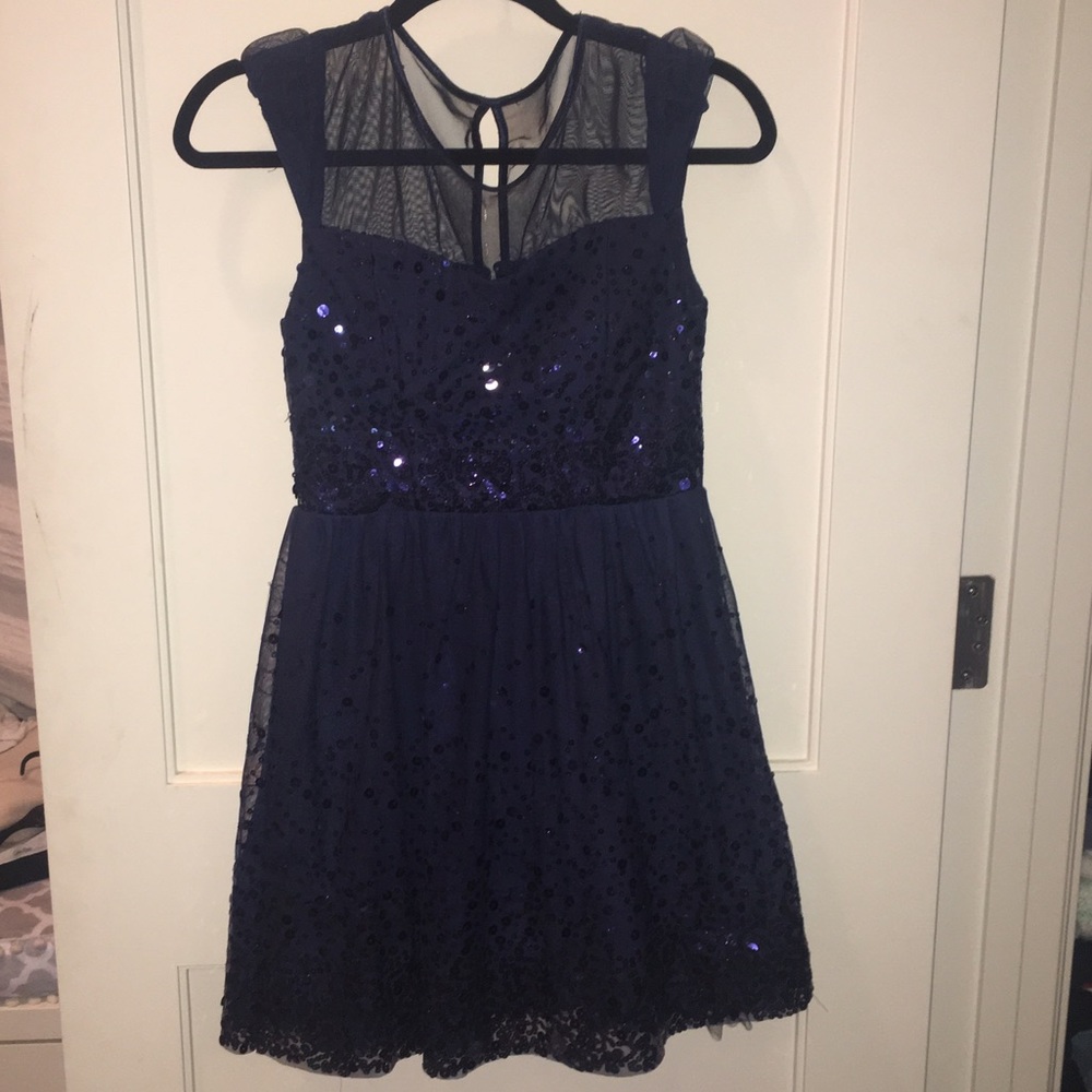 Navy sequin party dress