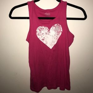 pink tank top with heart decal