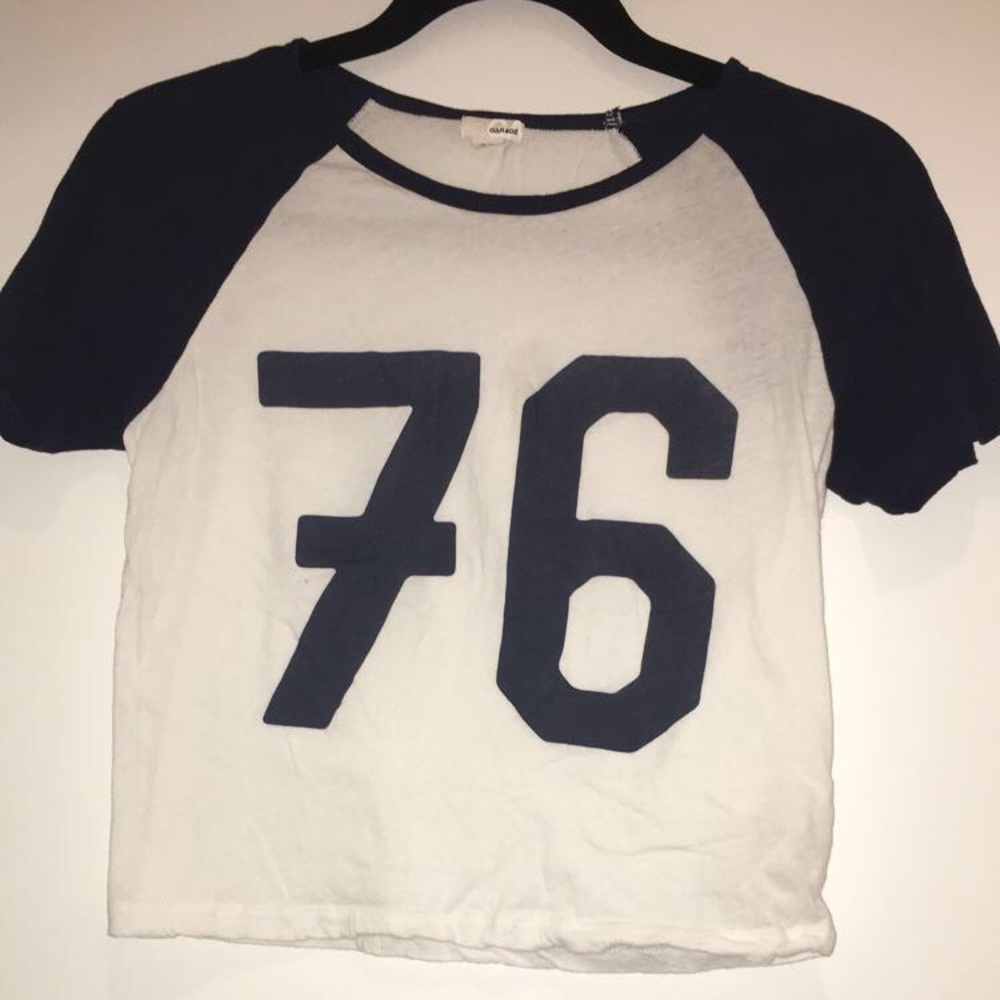 White and Navy Baseball Tee