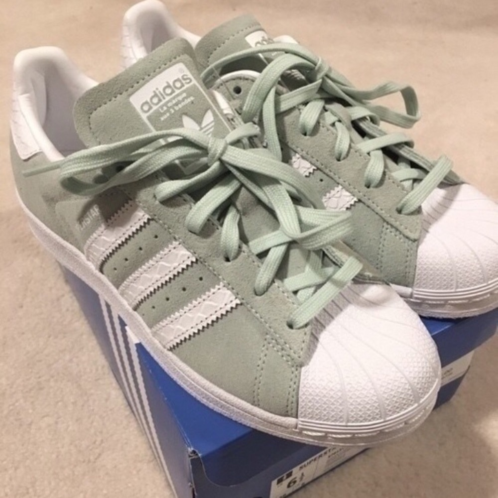 Ice Mint Suede Adidas Superstars