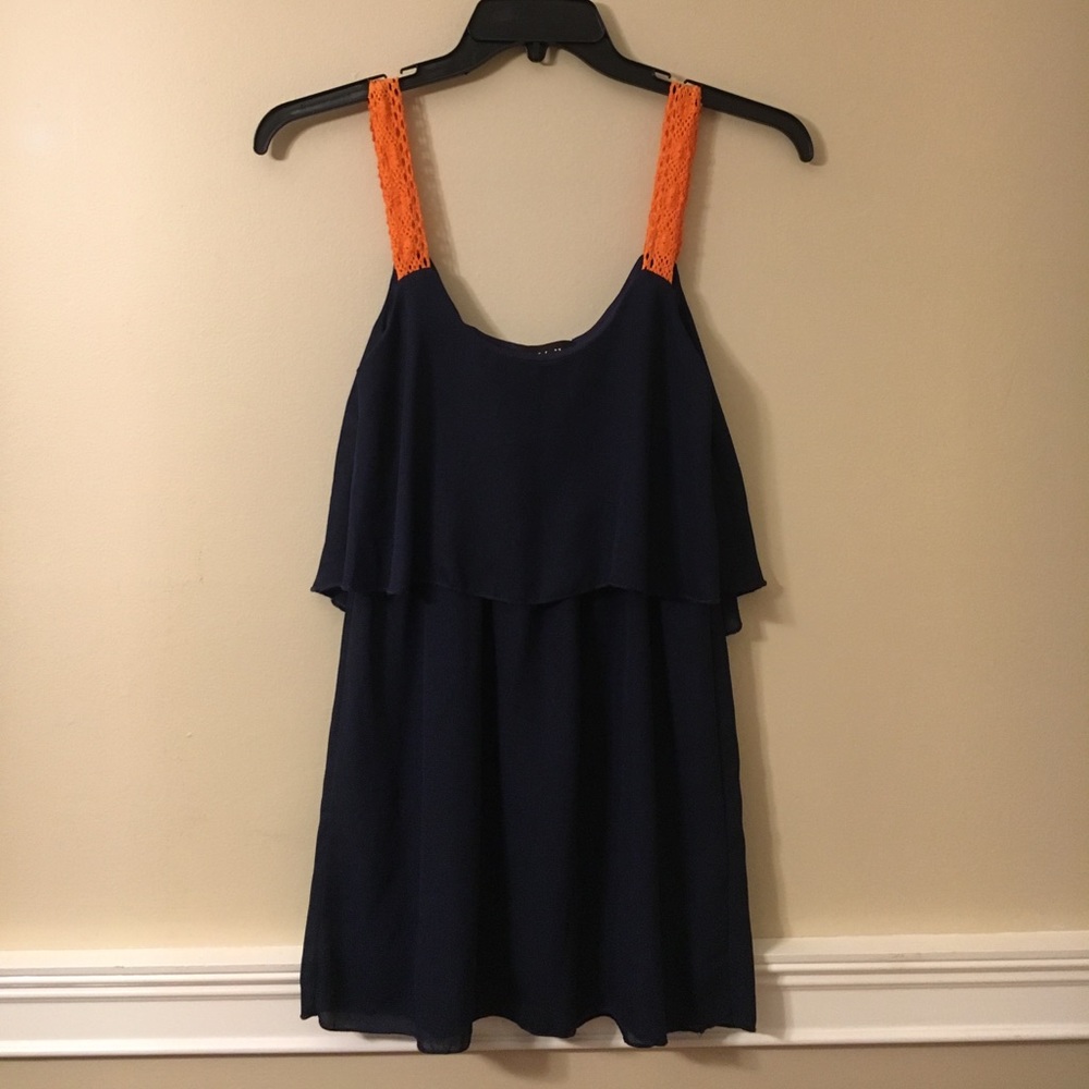 FAB'RIK Navy/Org S/L Dress