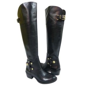 Vince Camuto Over the Knee Black Leather Boot 6.5