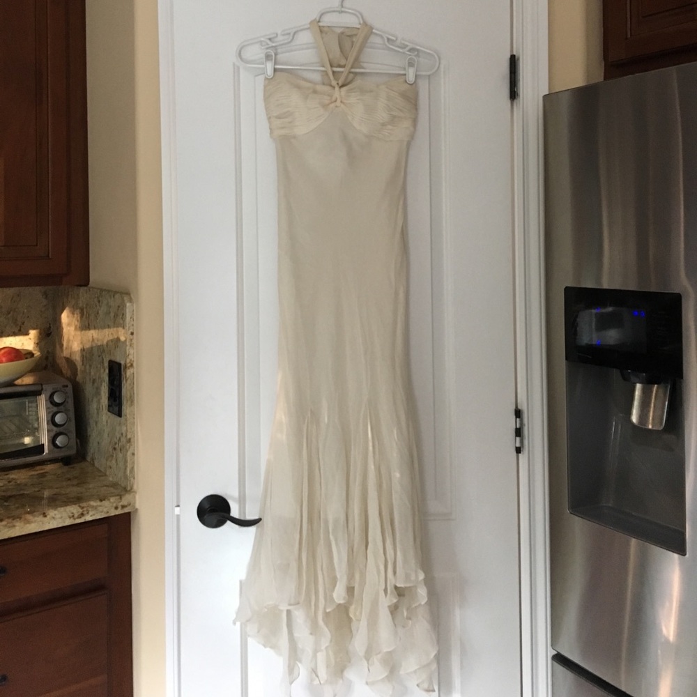 Off white sheath halter mermaid dress