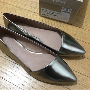 Madewell Mira metallic leather silver flat 7.5 new