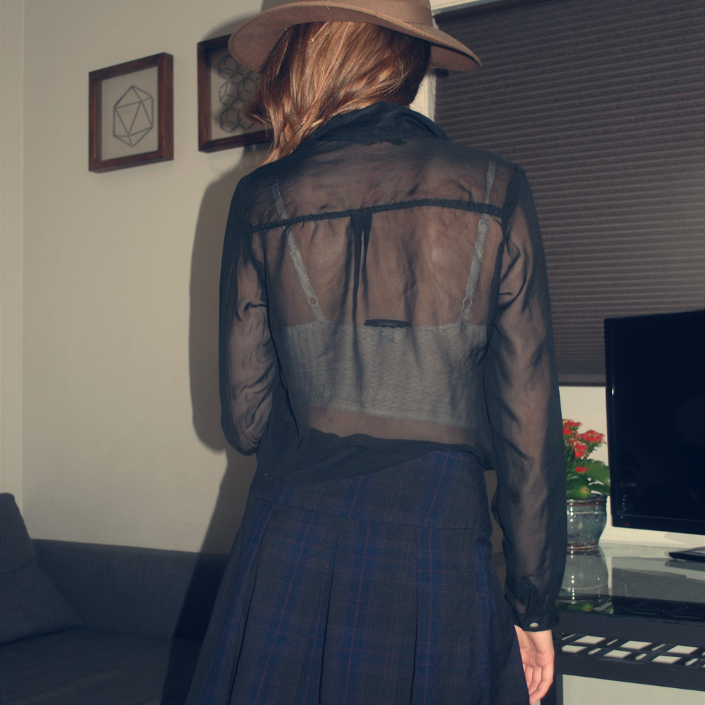 Black Mesh Button Up Shirt