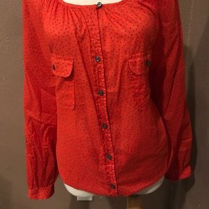 Ann Taylor loft buttoned peasant top