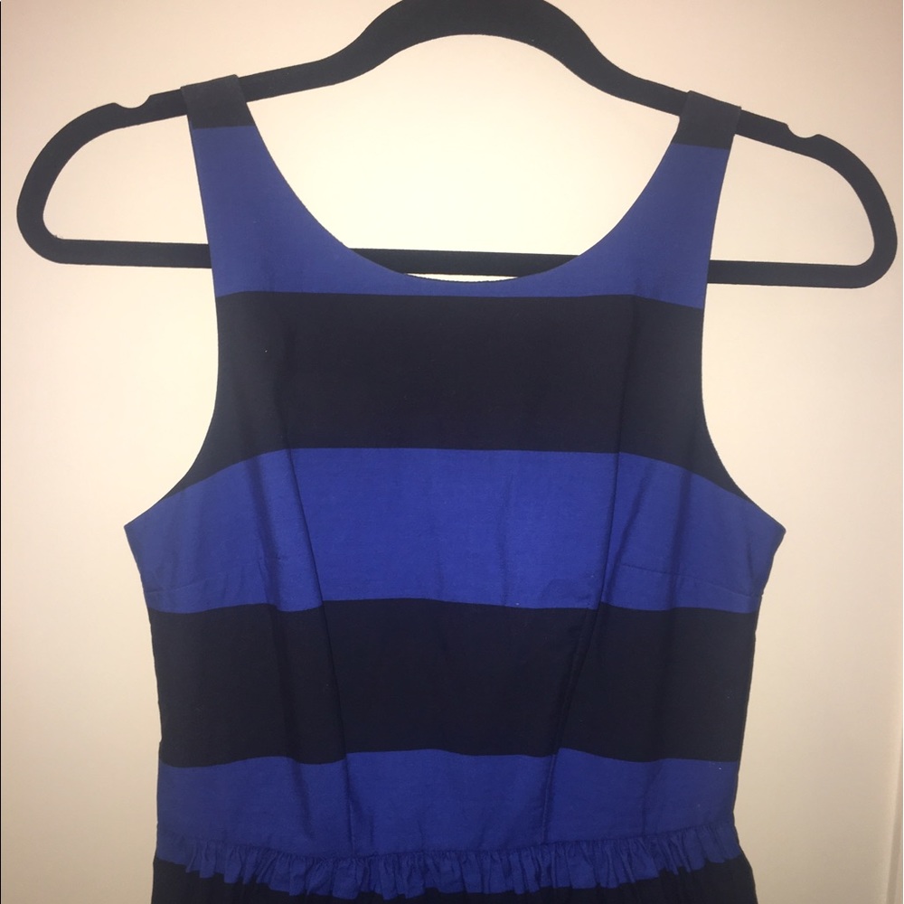 Blue and black striped sleeveless dress