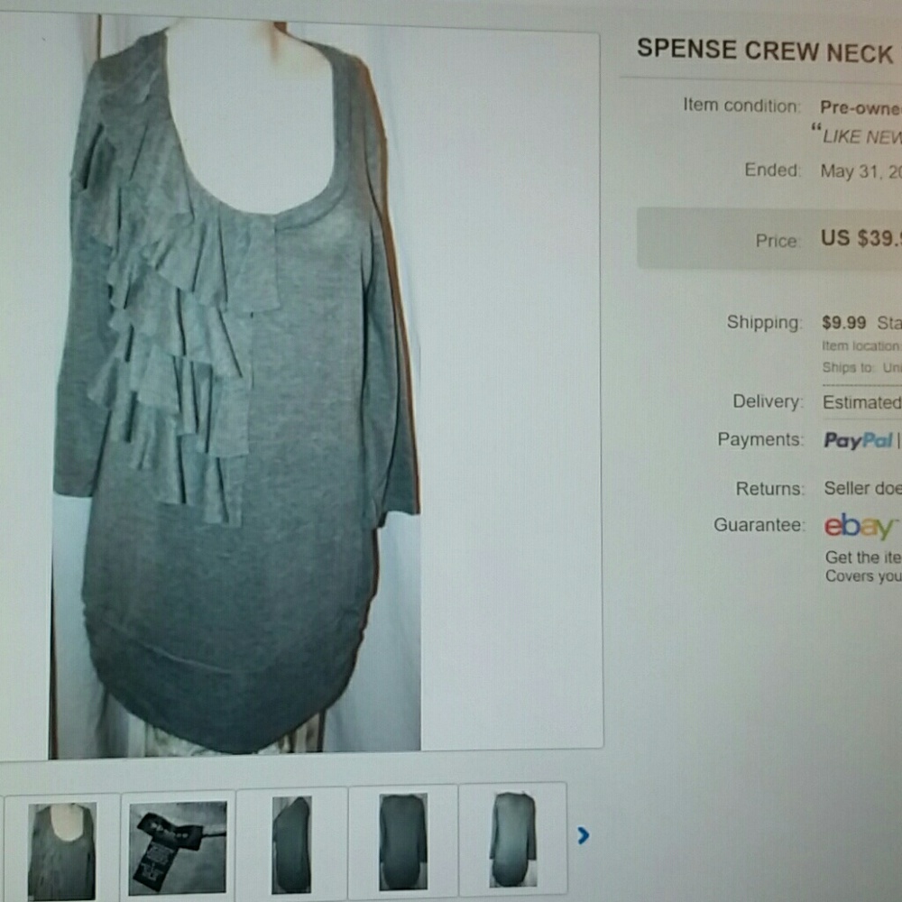 Spence crew neck sweater dress long-sleeve knit L