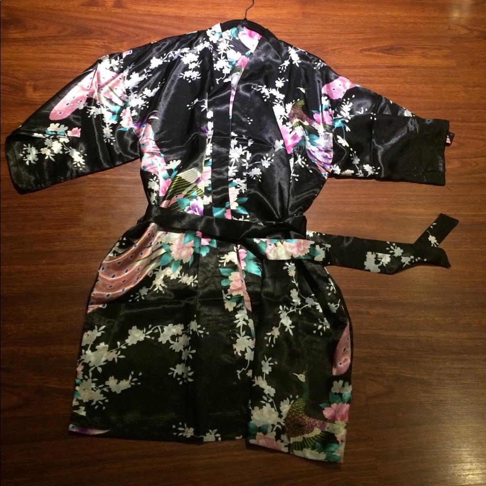 Black print kimono M