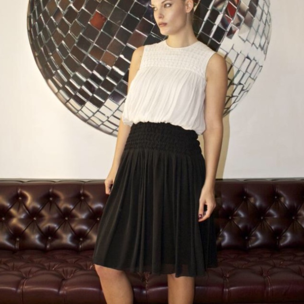 LAgence Black White Diamond Pleat Dress S