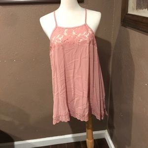 Blush colored lacy tank