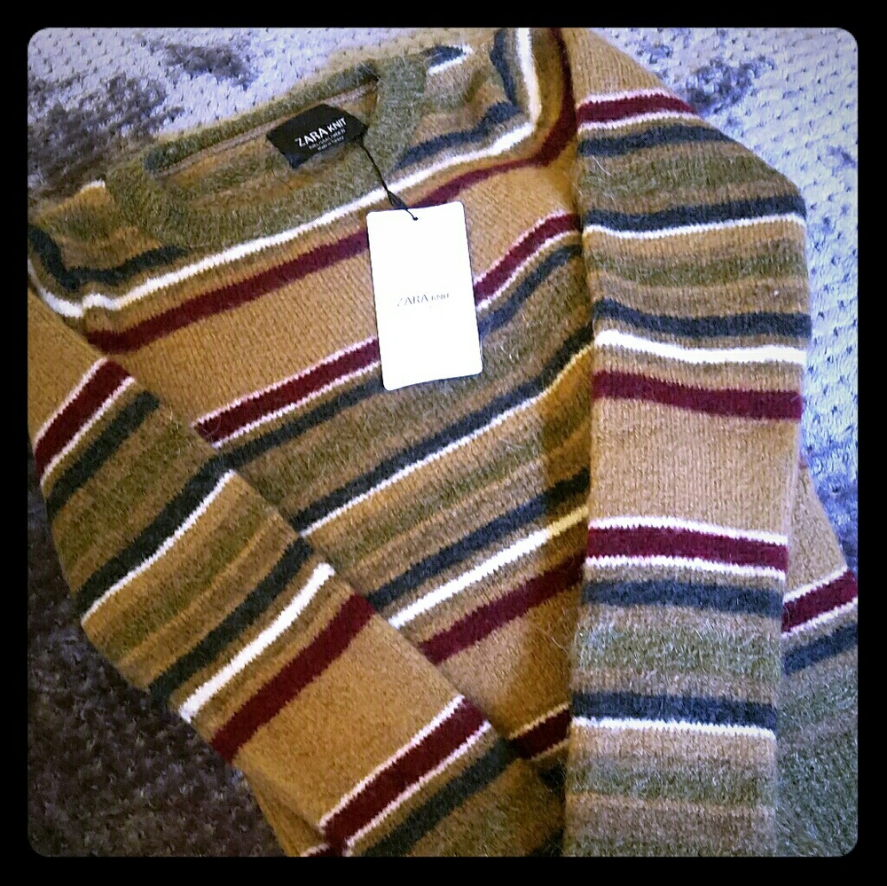 NWT Zara Knit Striped Sweater Size Large