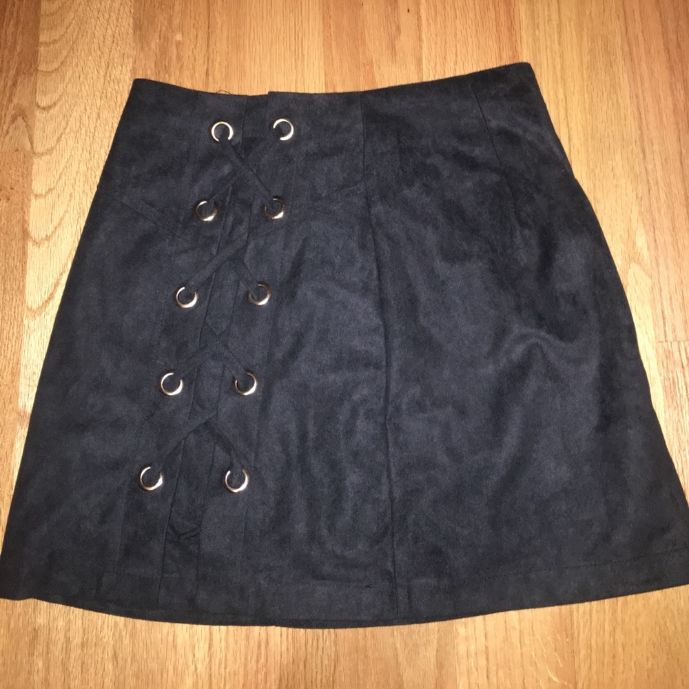 suede lace up mini skirt