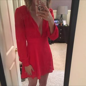 Red Low V-Cut Dress