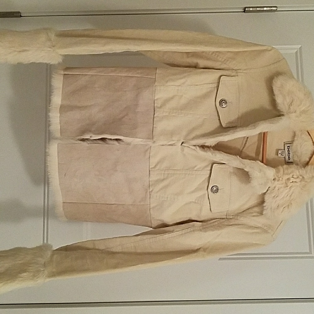 BEBE Cropped Cream Jacket