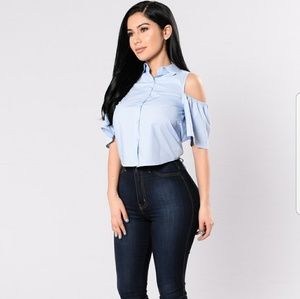 Penthouse party top - powder blue