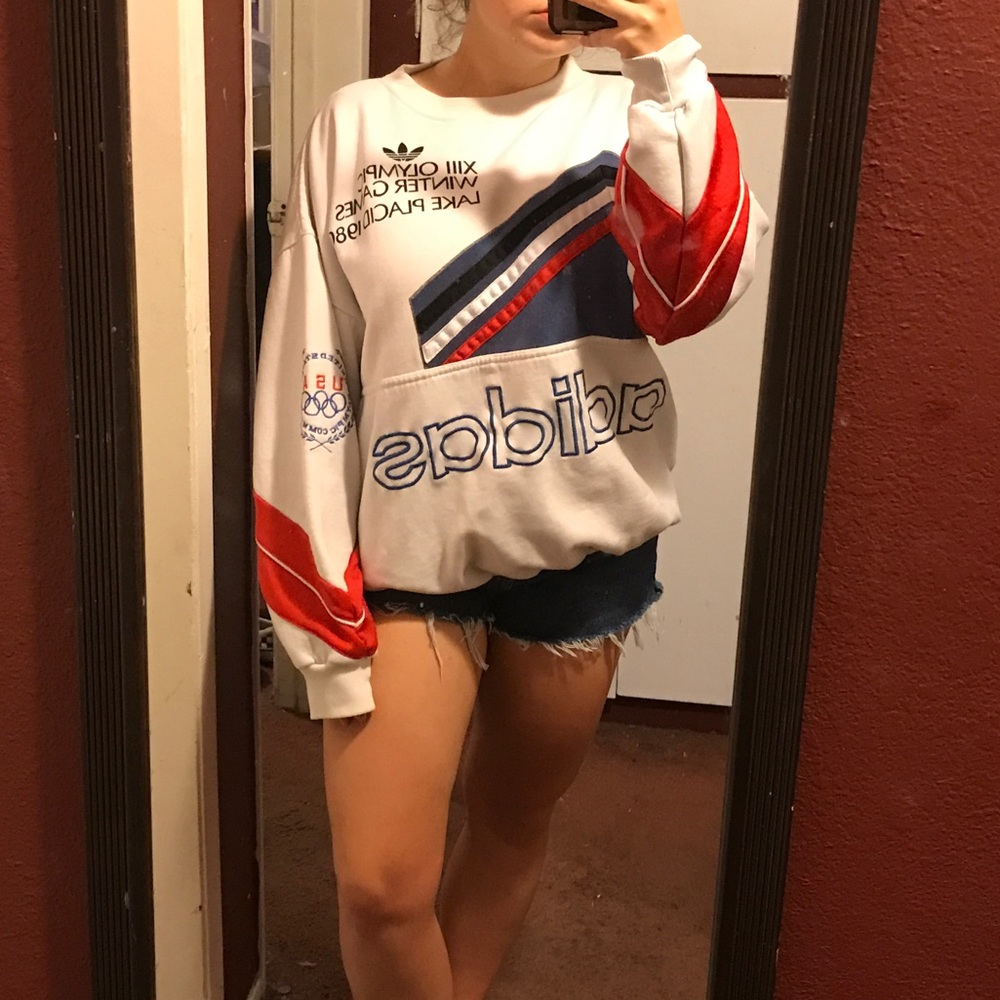 VINTAGE RARE adidas lake placid olympic crewneck