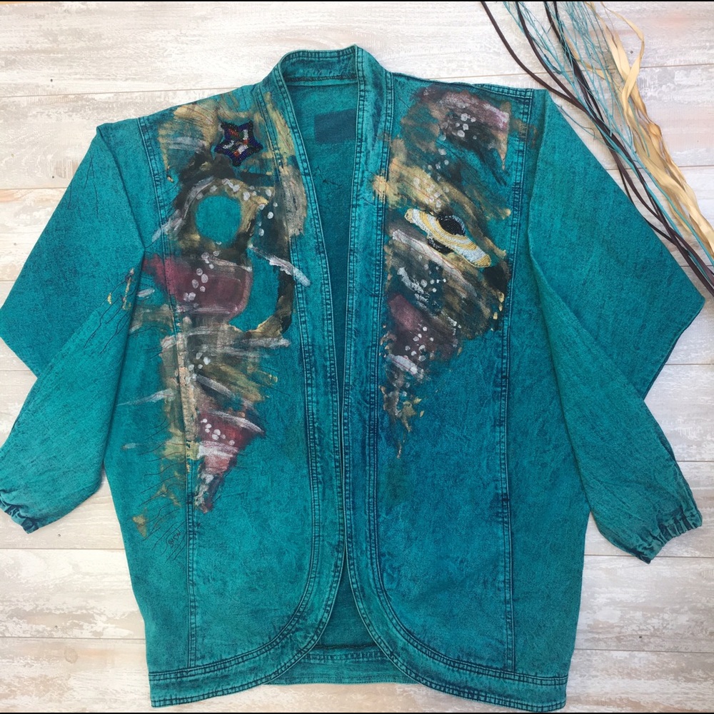 Denim Jacket with Hand painted design by Susan