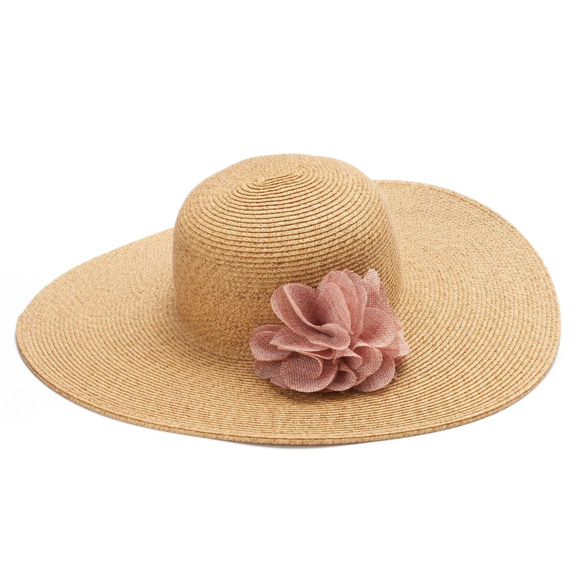 Apt. 9 Accessories - APT 9 - Summer Straw Floppy Hat With Pink Flower🌸