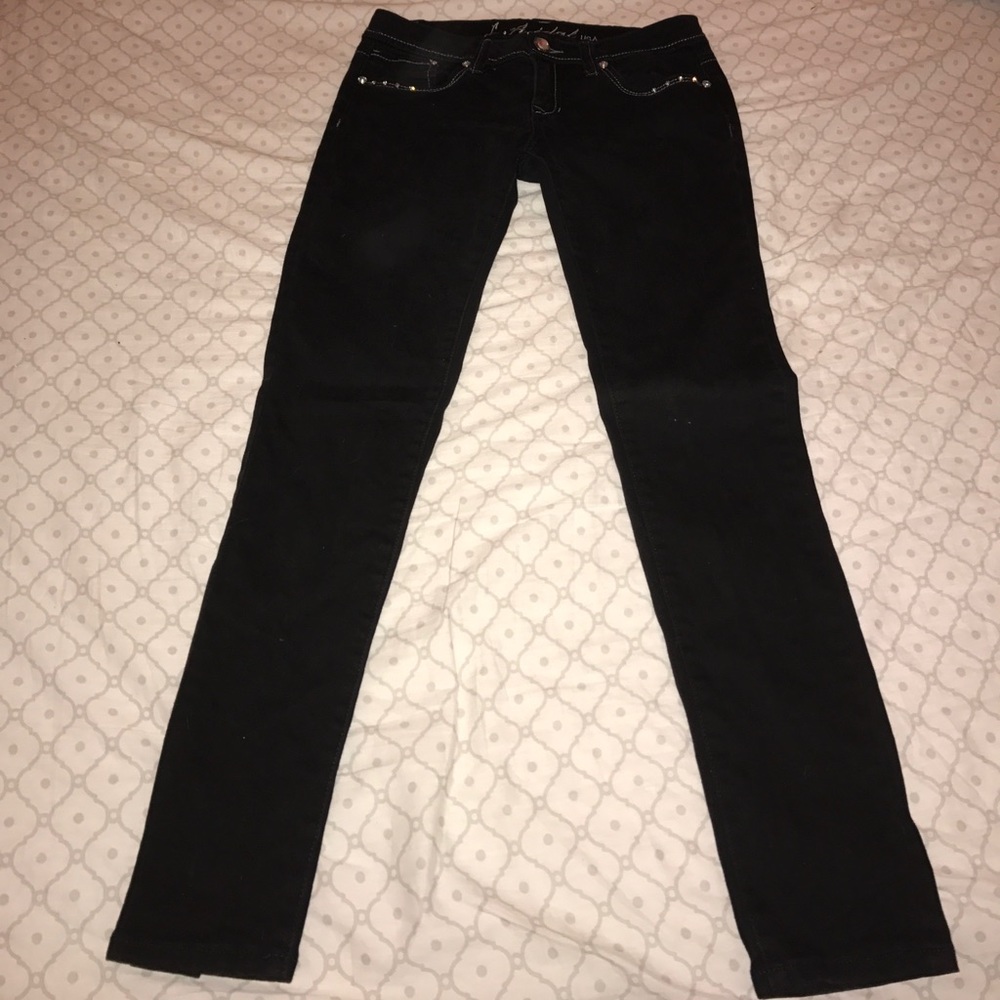 bedazzled black denim jeans