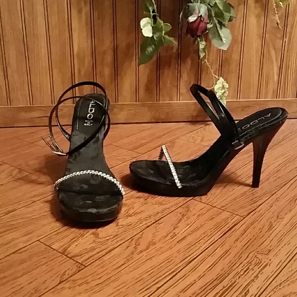 Italian Rhinestone Embellished Ankle Strap Sandals
