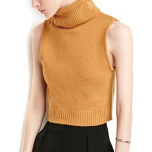 Forever21 Camel Crop Turtleneck Sweater in Size L