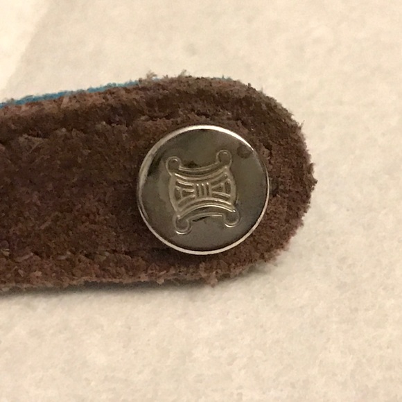 ❌SOLD M ❌ CELINE Suede Leather Wallet Card Holder Coin Purse Blue Brown EUC - Picture 7 of 8