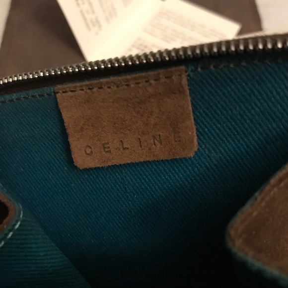 ❌SOLD M ❌ CELINE Suede Leather Wallet Card Holder Coin Purse Blue Brown EUC - Picture 6 of 8