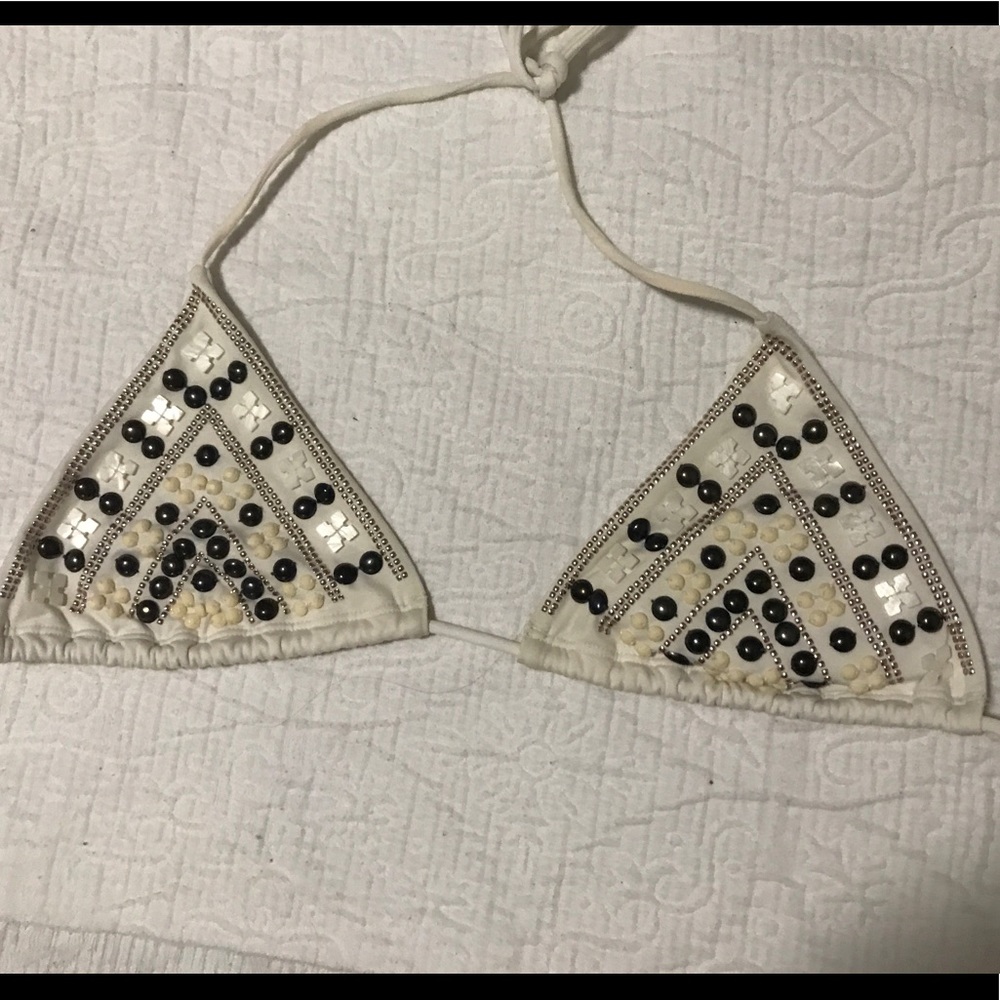 Victoria's Secret embellished white bikini top