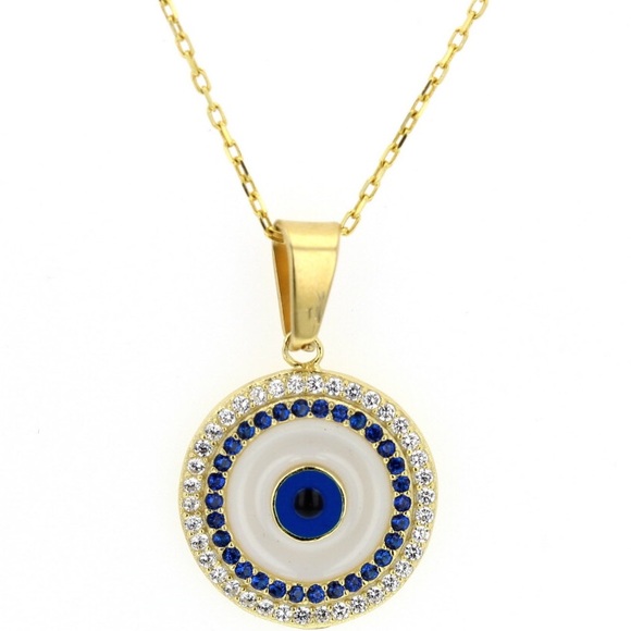 Jewelry - Evil Eye, Silver and Cubic Zirconia Necklace