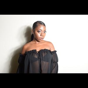 Sheer Cinch Peasant Top