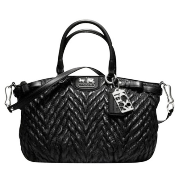 Coach Quilted Chevron Sophia Madison Nylon Satchel - Picture 2 of 15