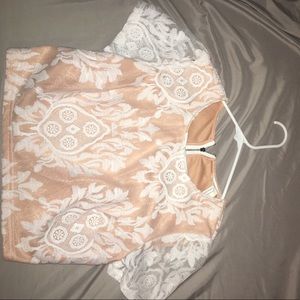 Forever 21 Sheer cream & white crop top