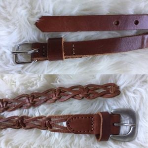 2 Thin Brown Leather Belts