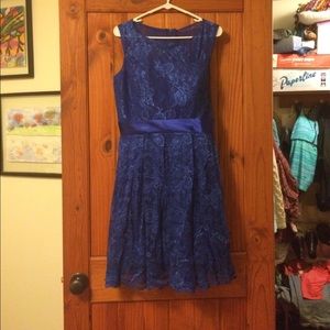 Dark Blue Lace Semi Formal short dress