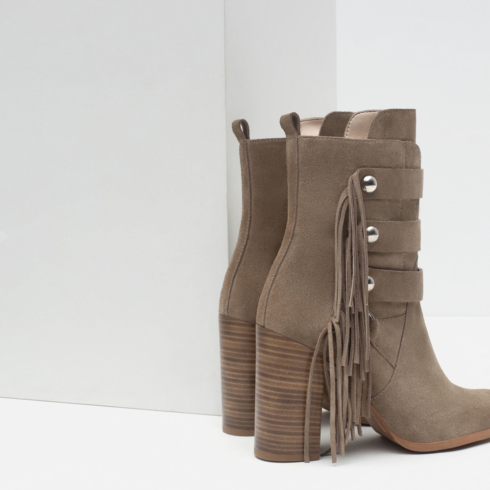 ZARA High Heel Suede Ankle Boot