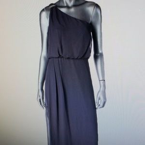 NWT Embellished Gray Chiffon Gown Dress