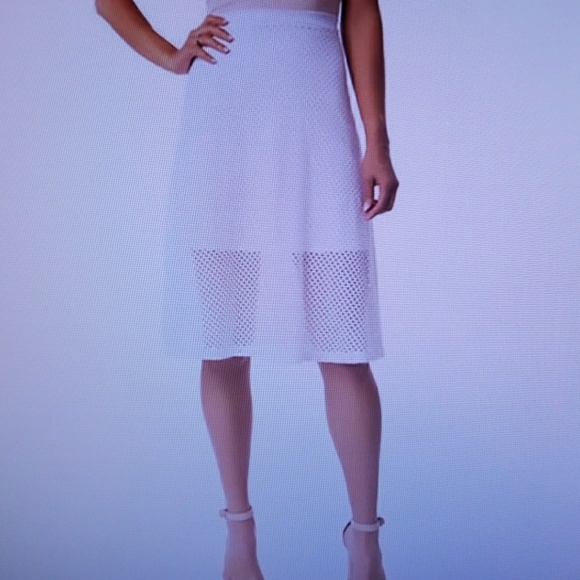 NWT White Eyelet Knee-length A-line Skirt - Picture 2 of 2