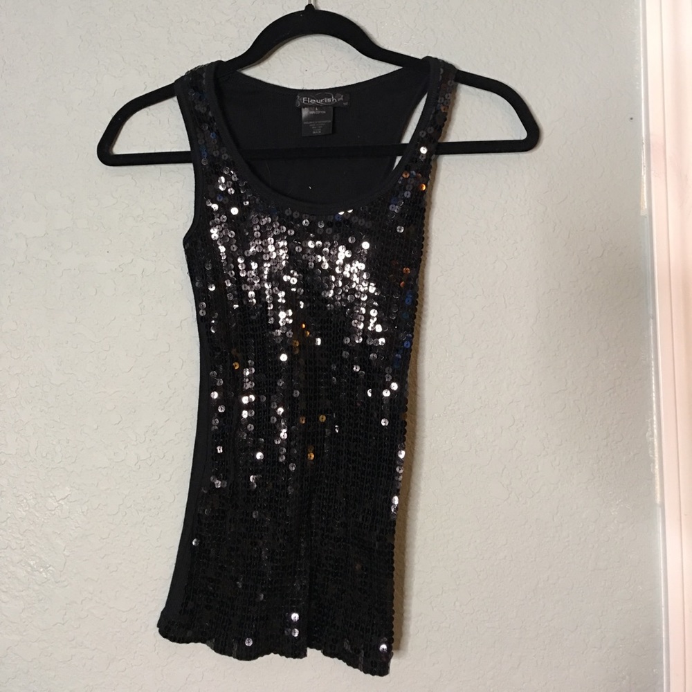Ribbed Sequin tank top