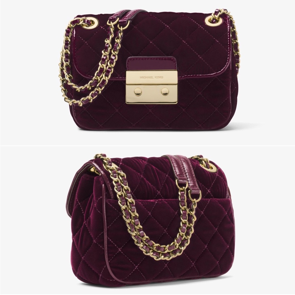 Michael Kors Small 'Sloan' Quilted Velvet Purse