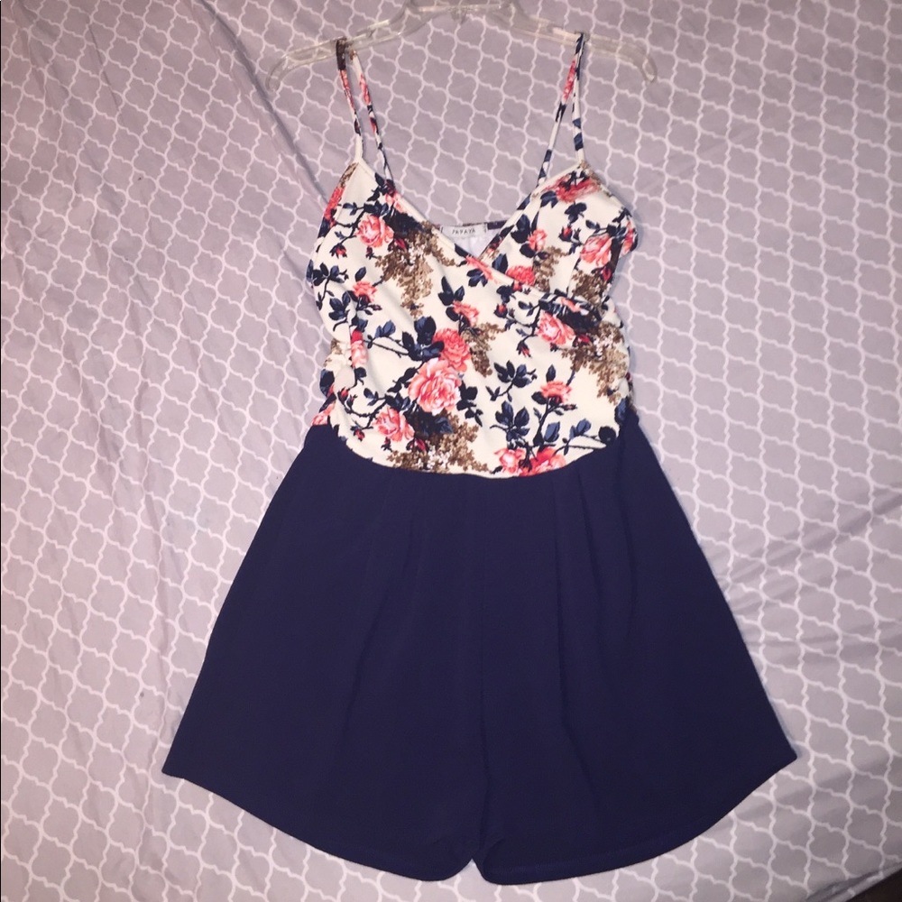 SOLD!! Floral print and navy romper from Papaya!