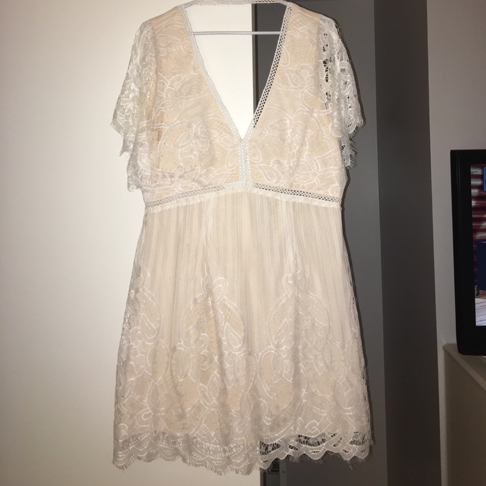 White lace semi formal dress