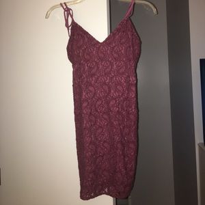 Wine paisley lace semi formal dress