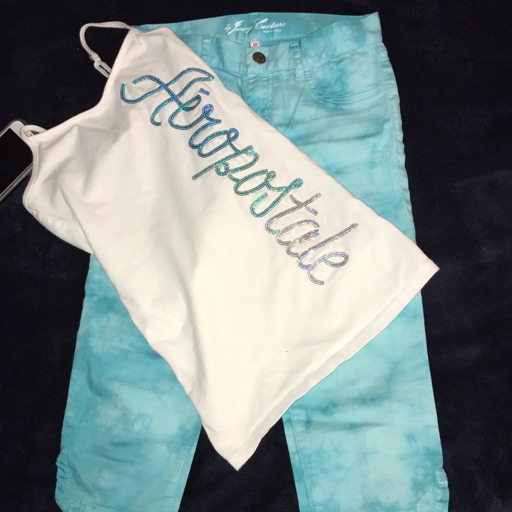 Juice couture Aqua capris, free Abercrombie top