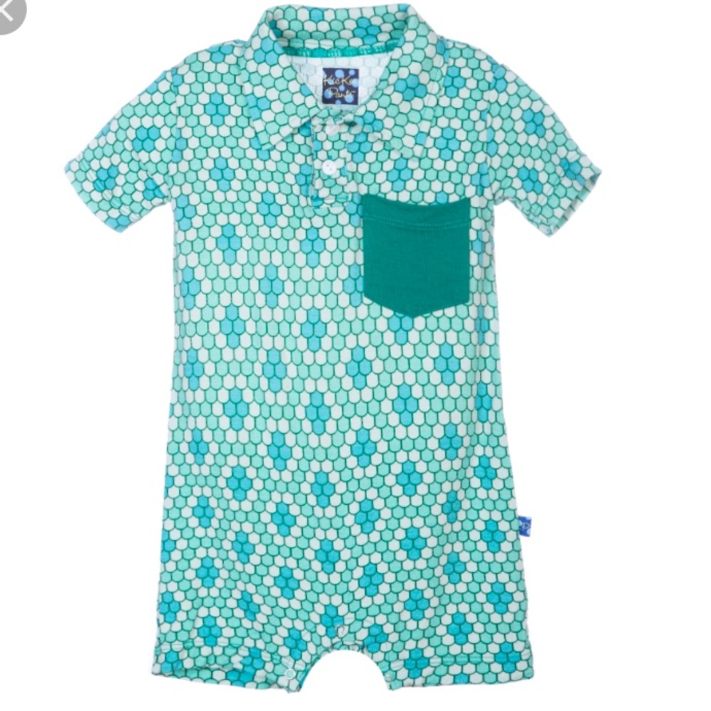 Kickee Pants python Polo Romper 0/3 EEUC