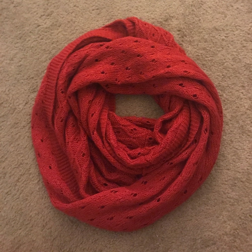 Red Knitted Infinity Scarf