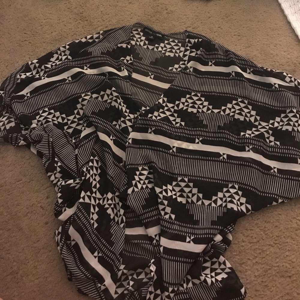 draped short sleeved open vest