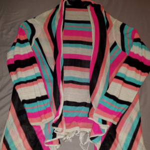 Bongo Multi-Striped Lightweight Fringed Sweater