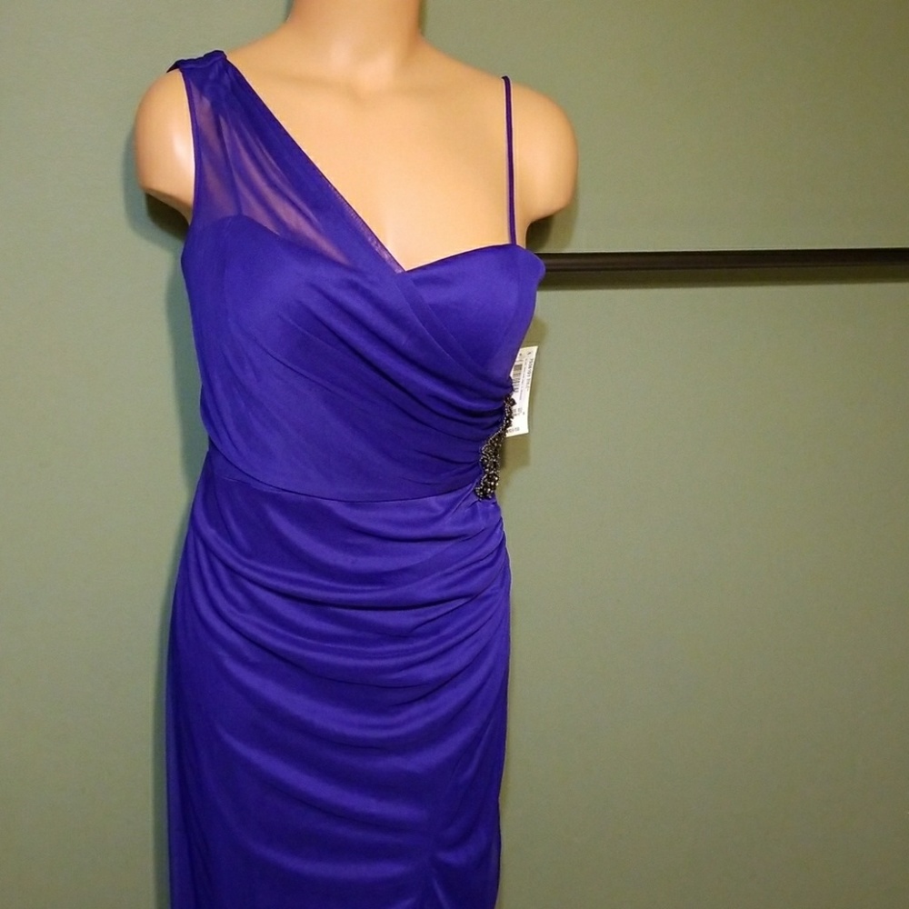 NWT Embellished One Shoulder Purple Evening Gown